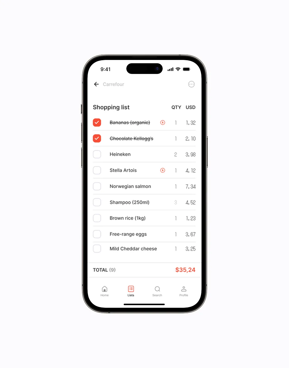 The current build, running on Android
