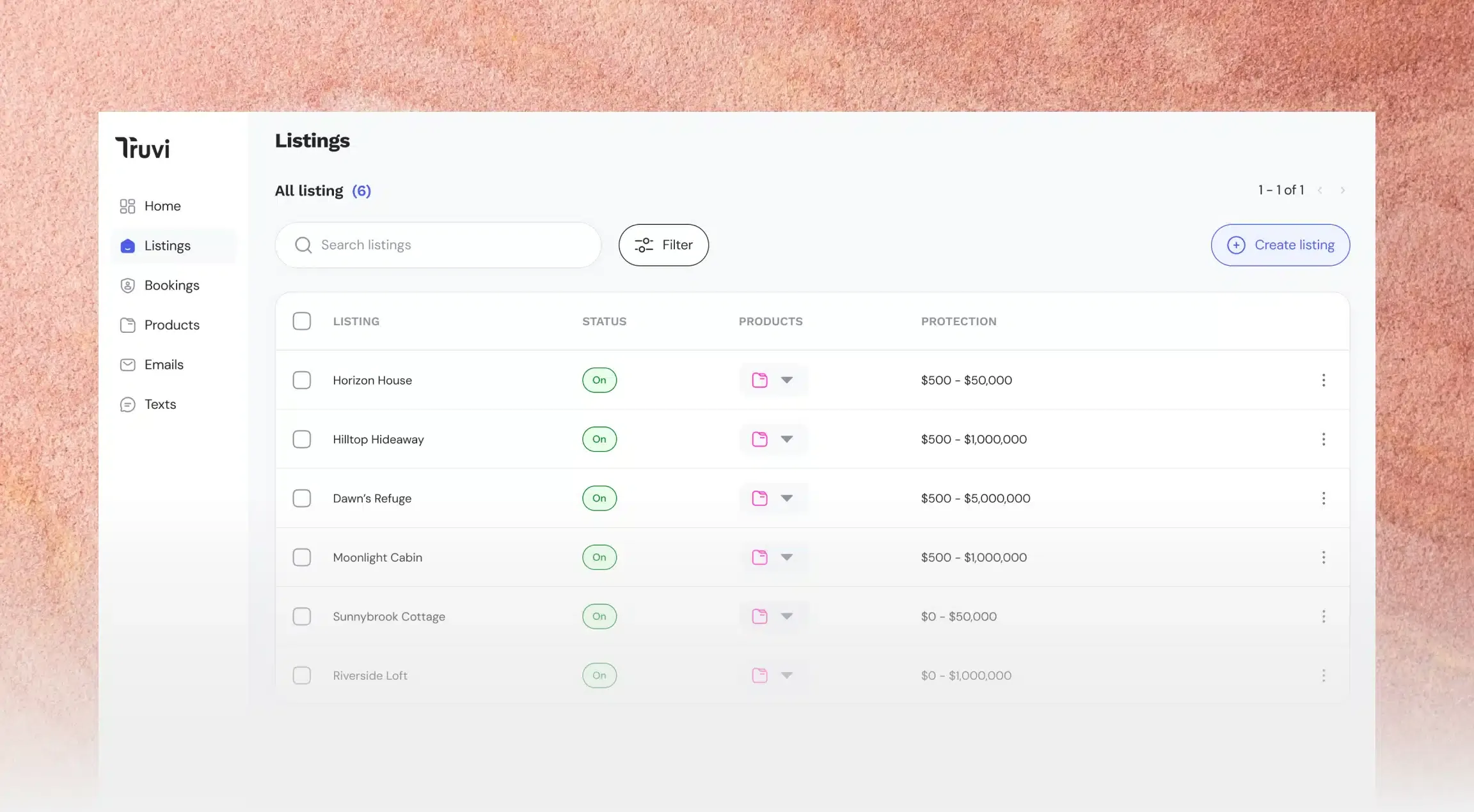 The truvi dashboard: a SaaS interface with data views and filters