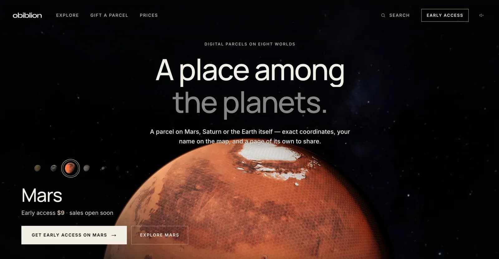 Portada de Obiblion: «A place among the planets»