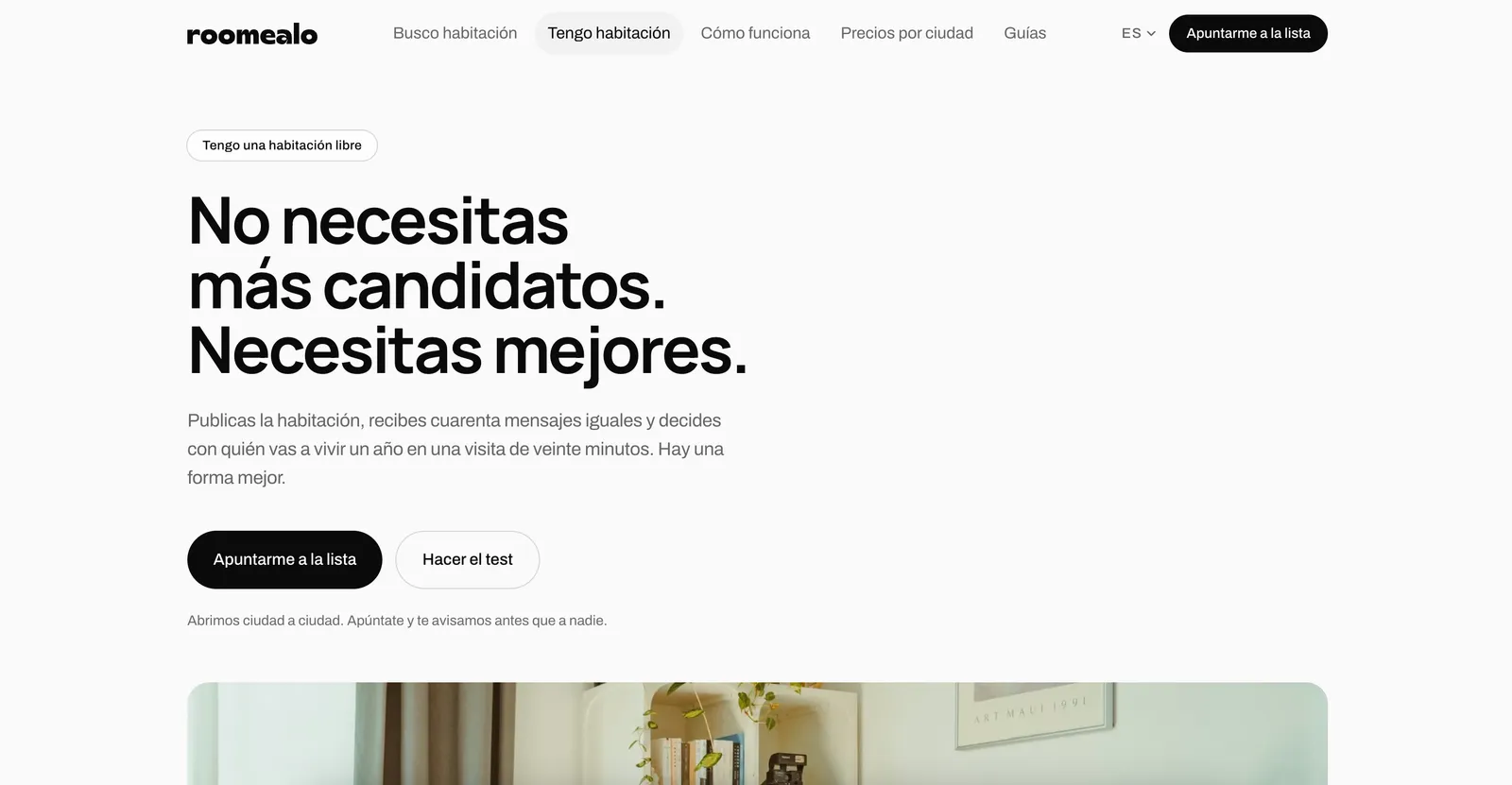 The page for people with a room to let